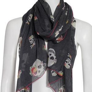 Betsey Johnson Skull & Floral Scarf